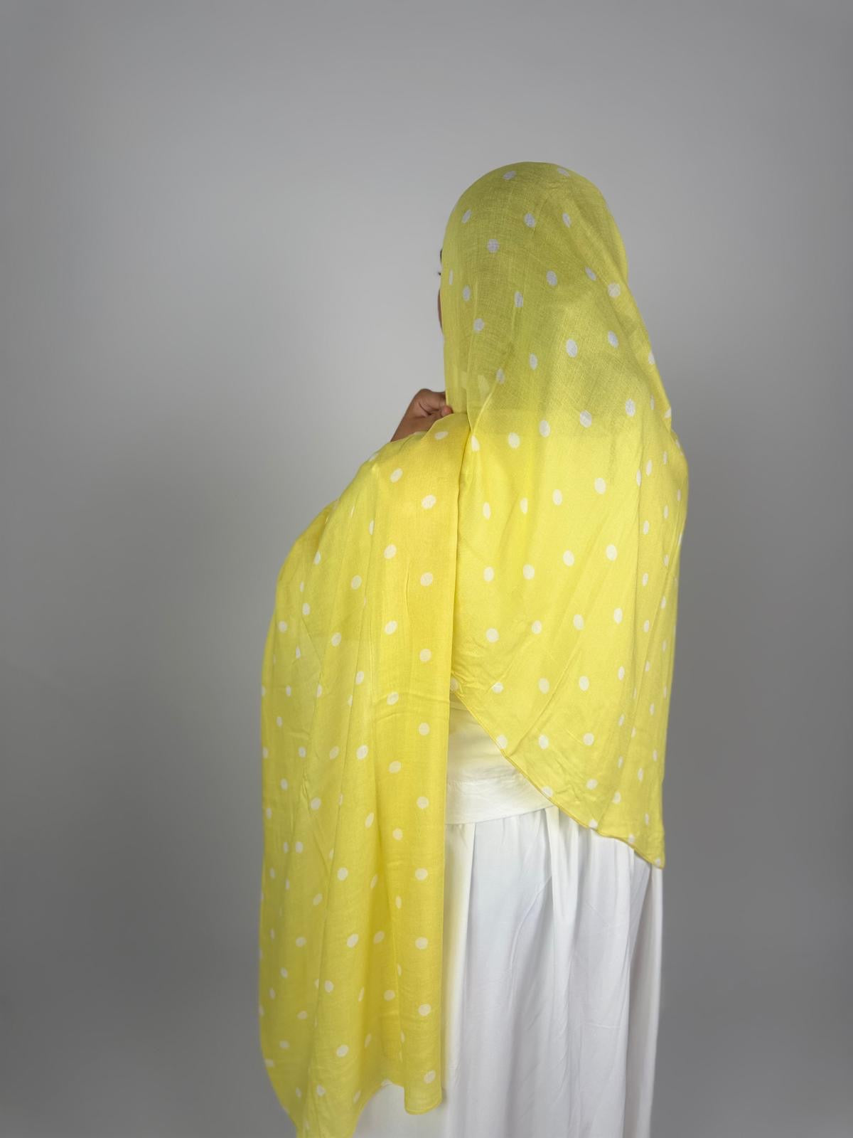 Yellow White Polka Dots