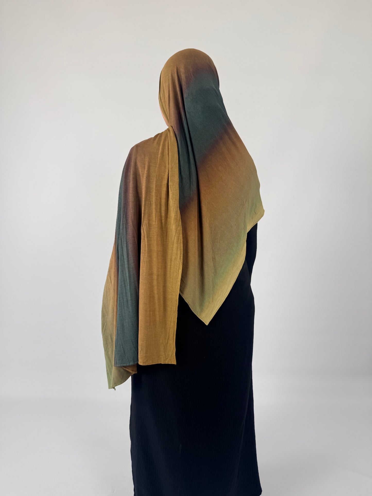 Olive Ombre Double Sided Printed Jersey Hijab