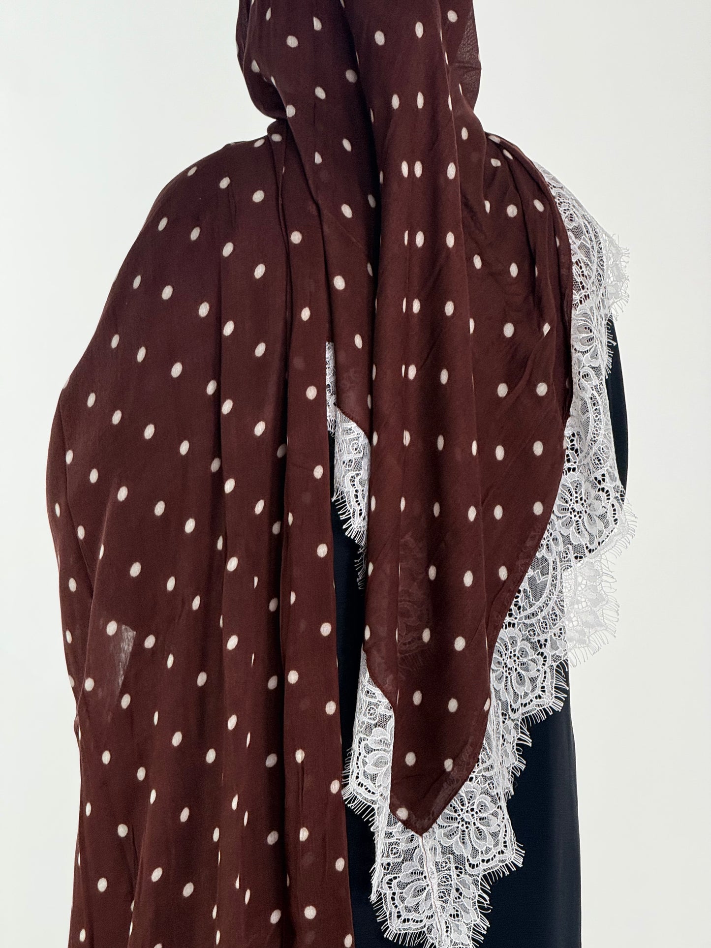 Brown White Polka Dots With White Lace