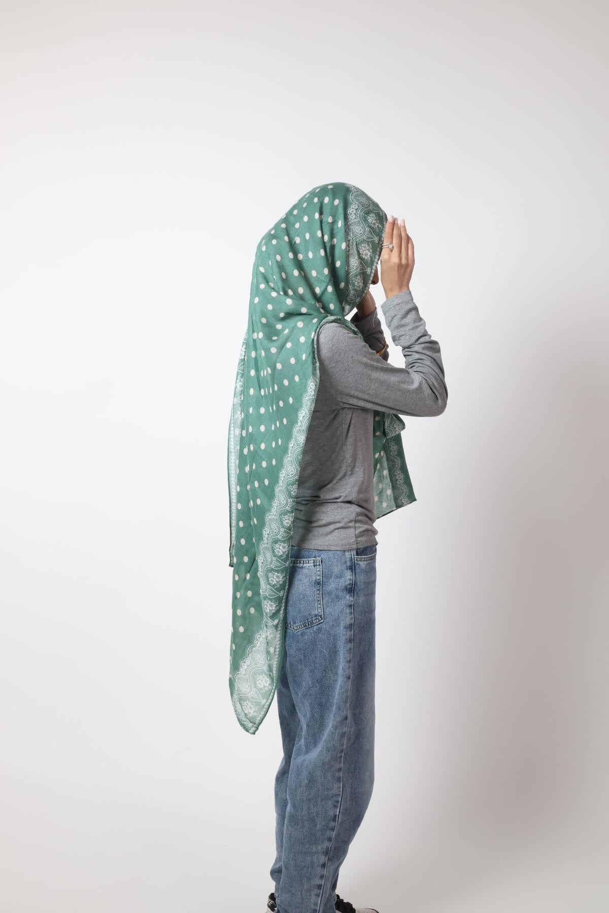 Sage Green Dottie Lace Print