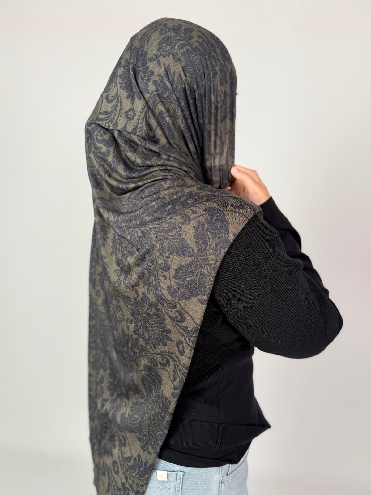Black Grey Damask Jersey