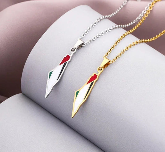 Palestine Map Necklace