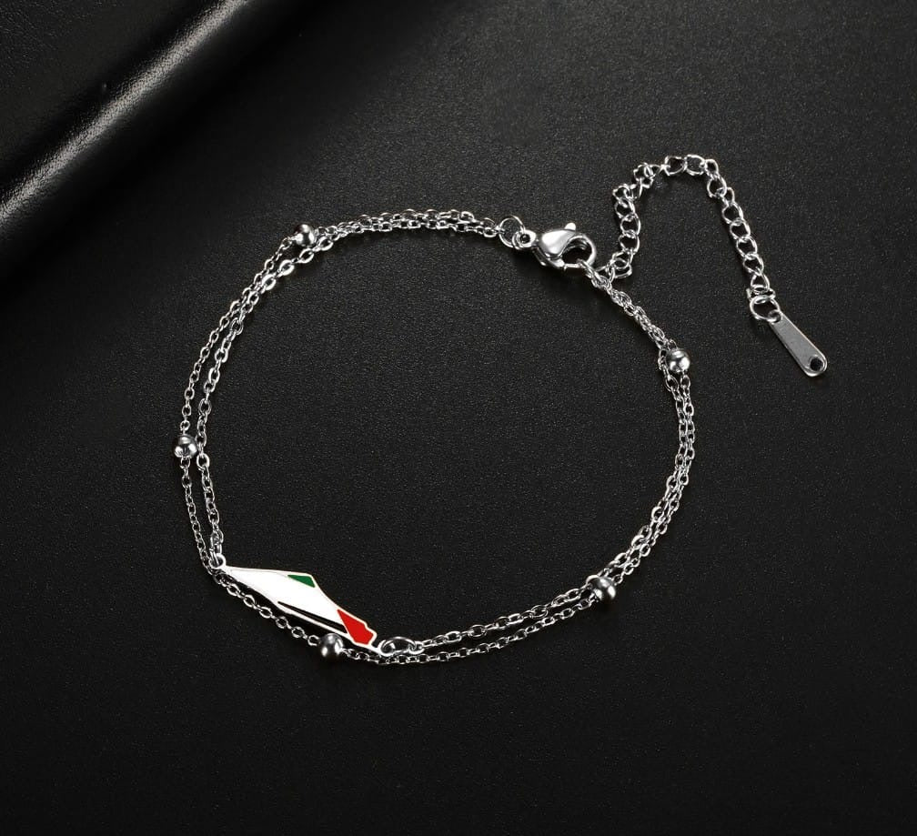 Double Chain Palestine Map Bracelet