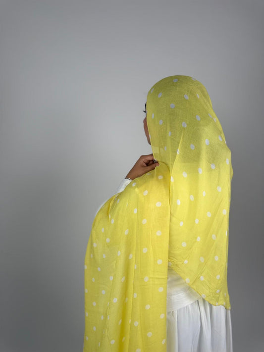 Yellow White Polka Dots
