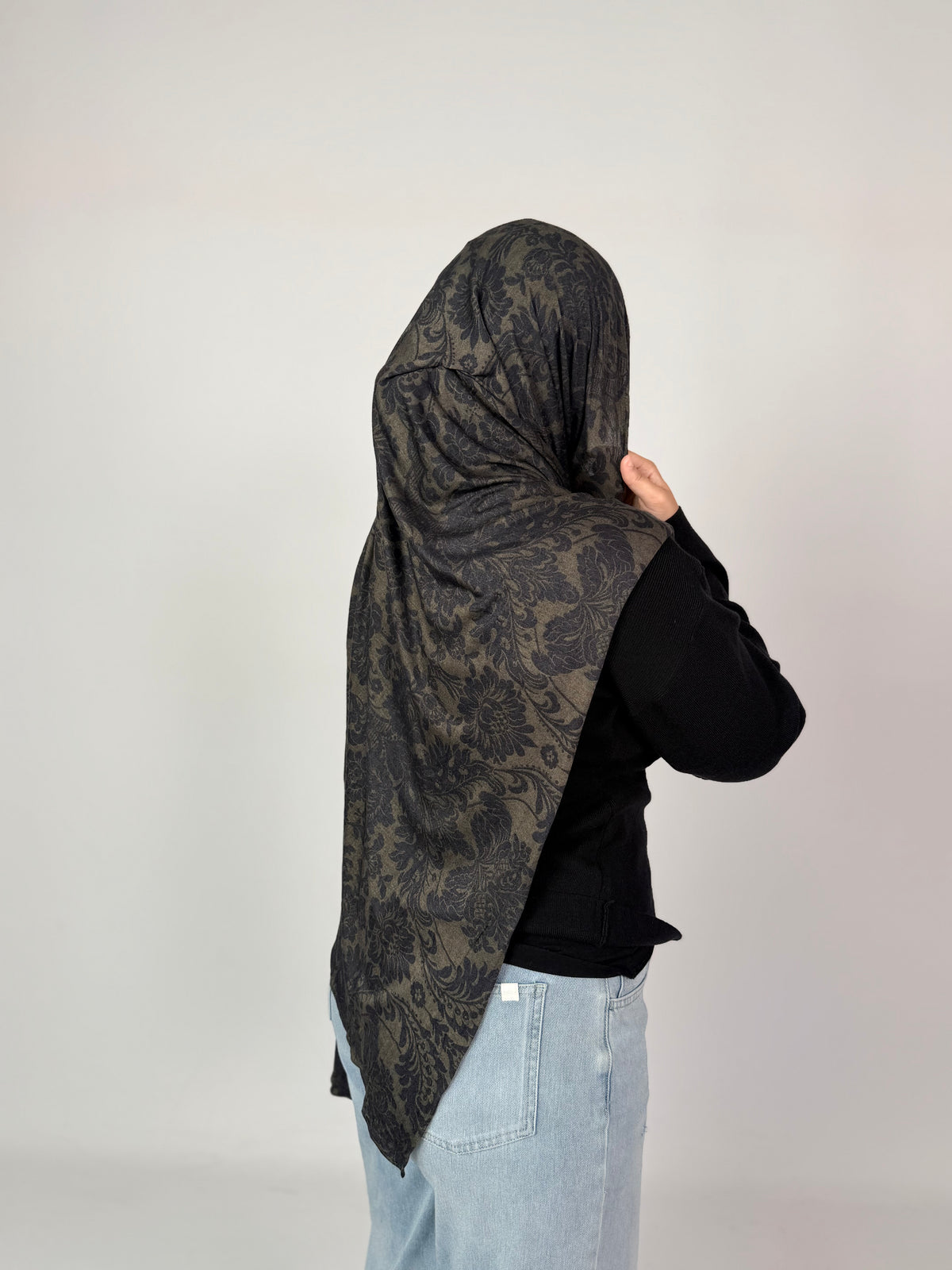 Black Grey Damask Jersey