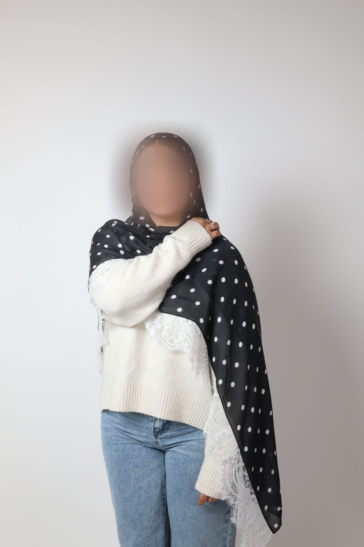 Black White Polka Dots White Lace