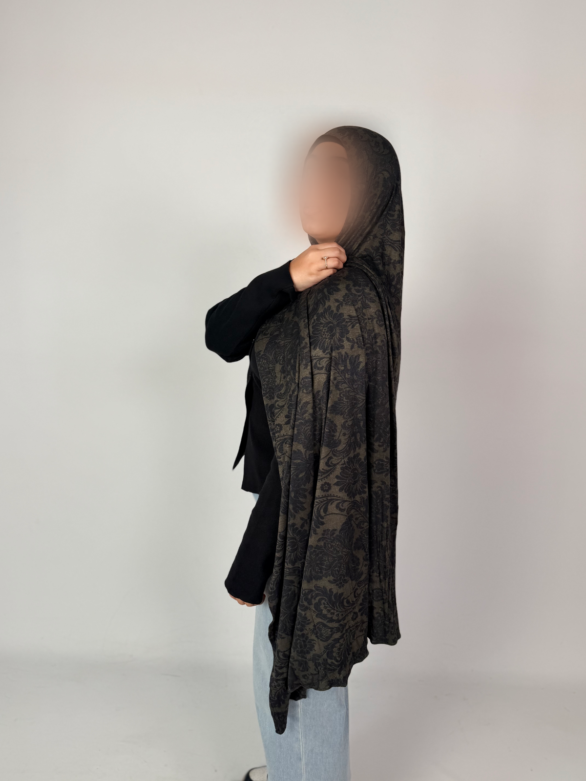 Black Grey Damask Jersey