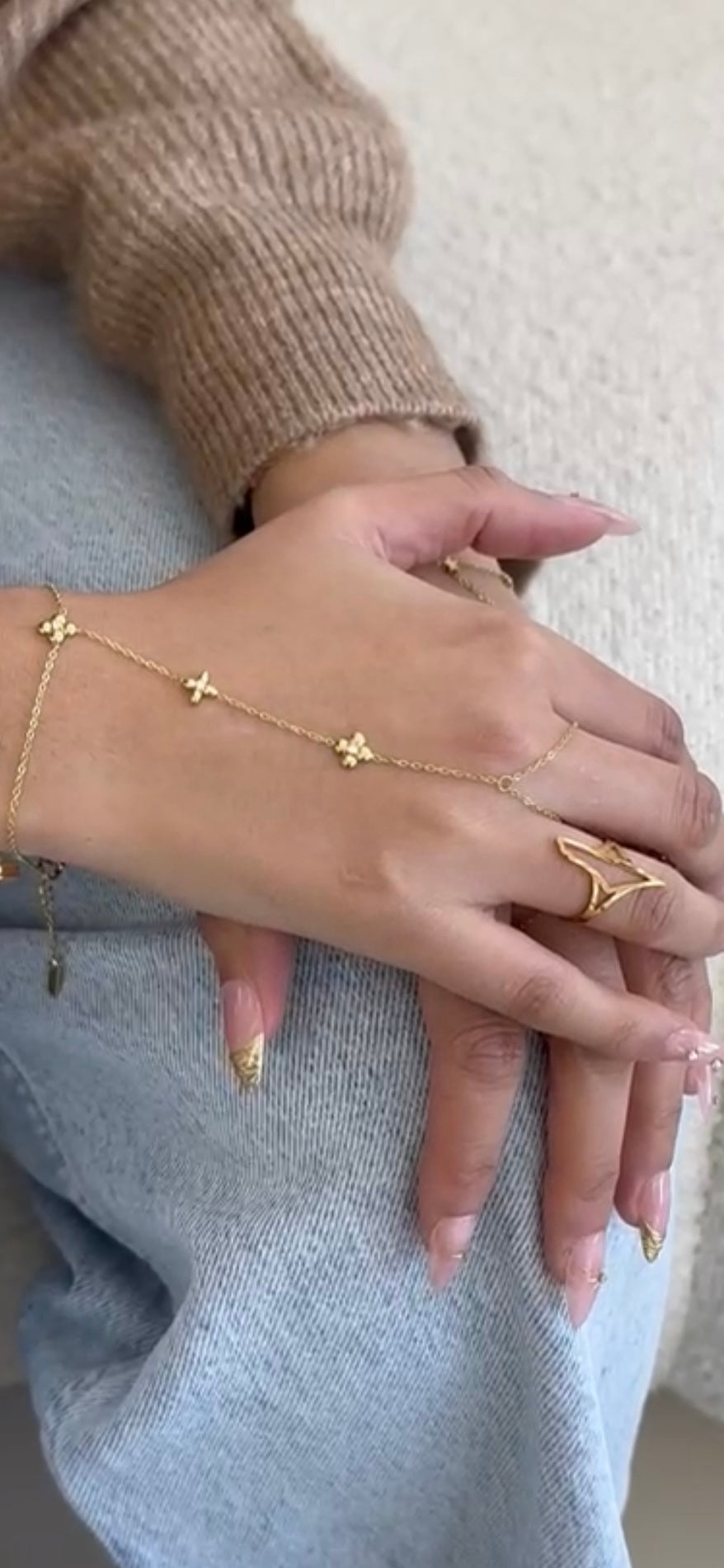 18K Gold Plated Waterproof Hand Chain Bracelet