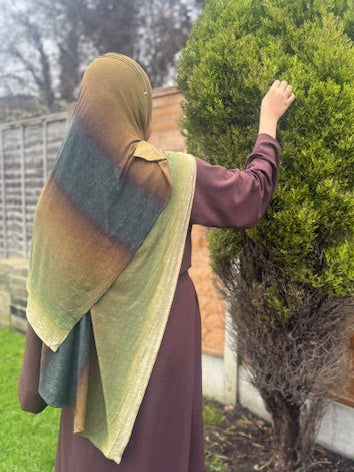 Olive Ombre Double Sided Printed Jersey Hijab