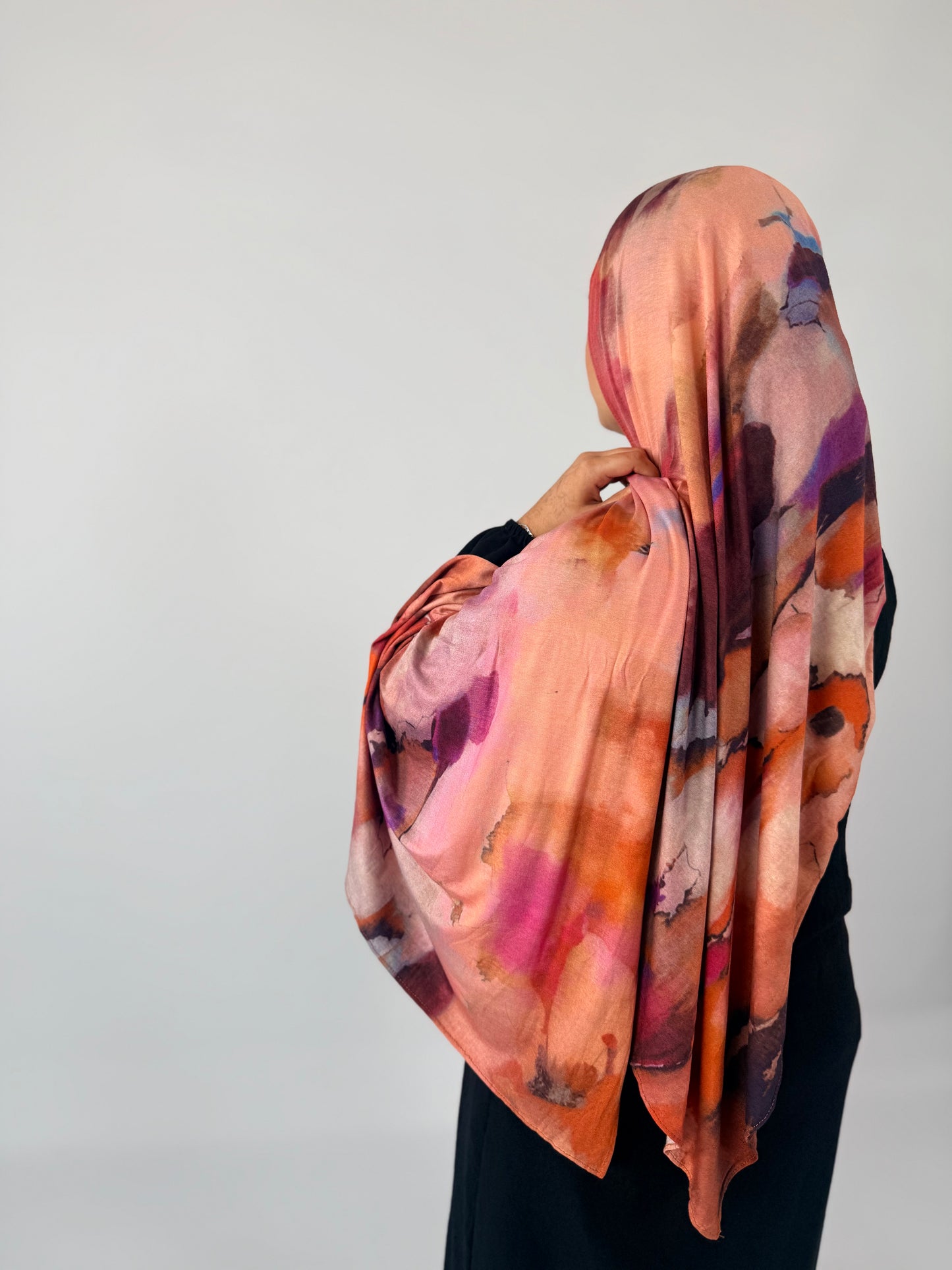 Watercolour Floral Double Sided Printed Jersey Hijab