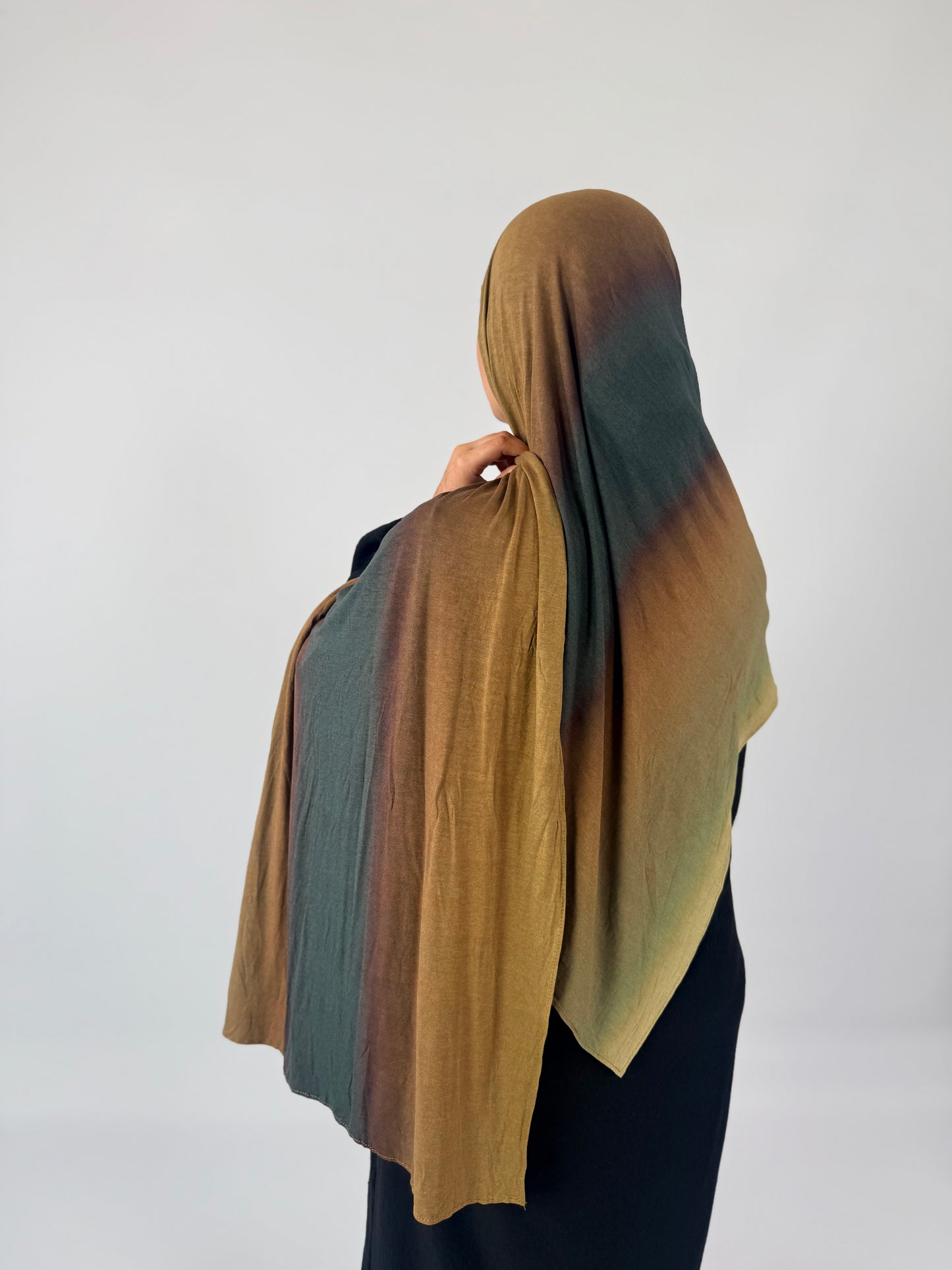 Olive Ombre Double Sided Printed Jersey Hijab