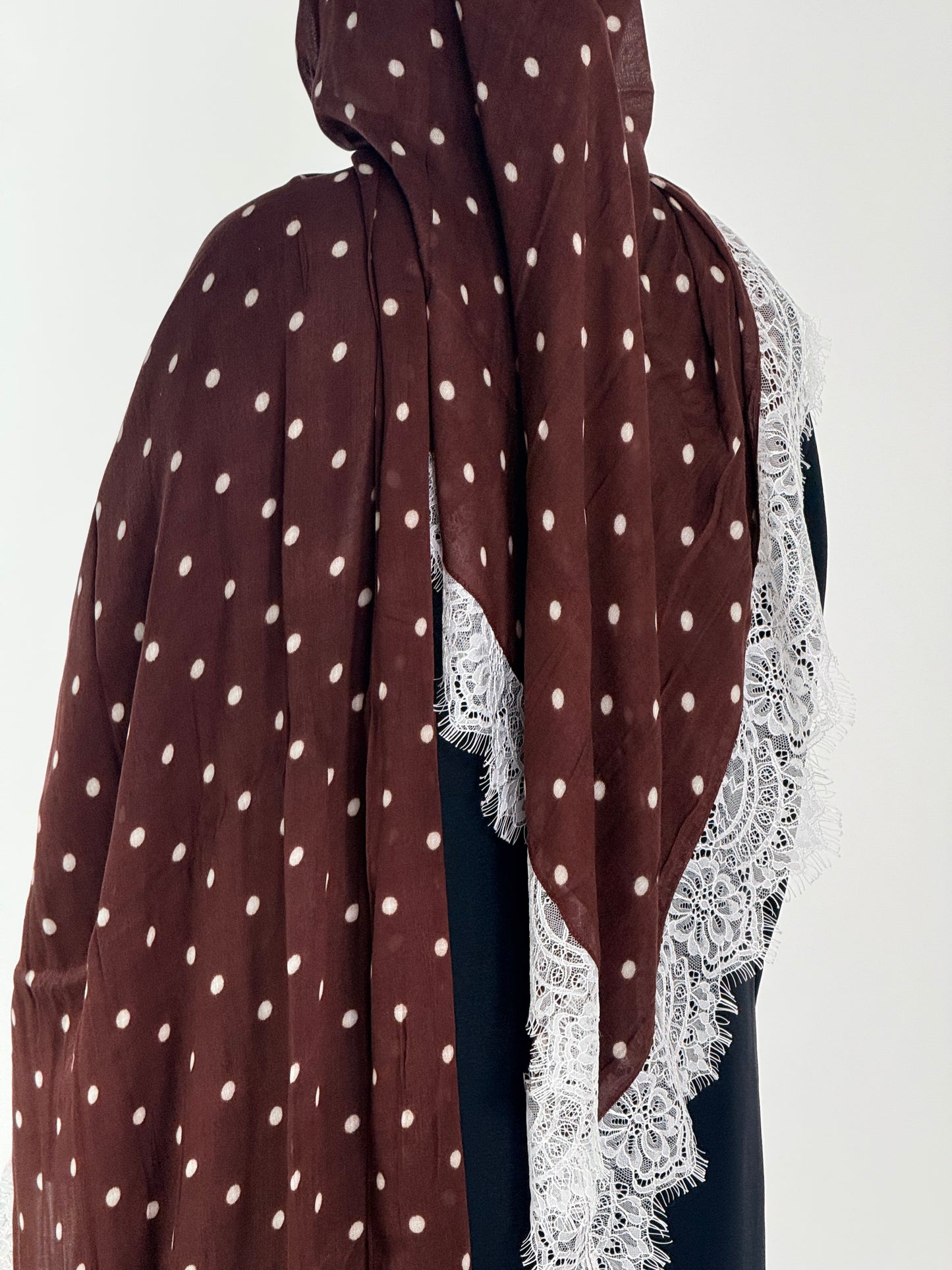 Brown White Polka Dots With White Lace