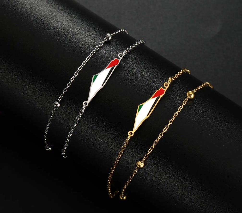 Double Chain Palestine Map Bracelet