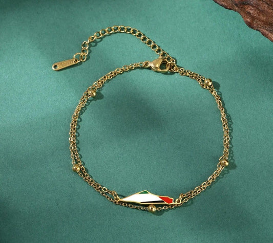 Double Chain Palestine Map Bracelet